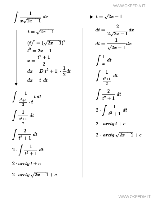 integrale di 1 su x per radice di (2x-1) 