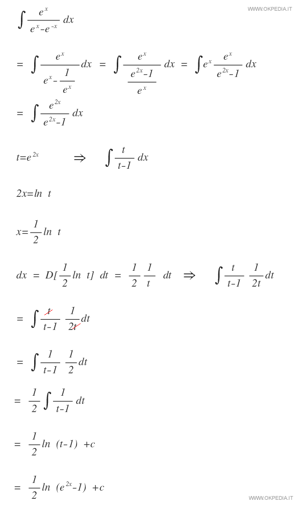 Integrale di e^x/(e^x-e^-x) dx