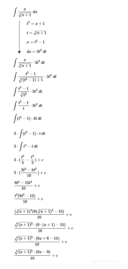 integrale di x/sqrt[3](x+1) dx