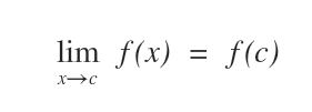 il limite della funzione f(x) per x che tende a c è uguale a f(c)