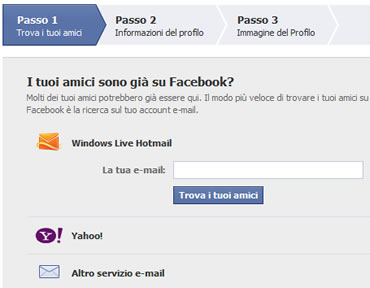 ISCRIZIONE FACEBOOK AMICI