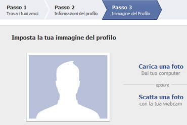 CARICAMENTO FOTO - ISCRIZIONE FACEBOOK