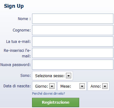 iscrizione facebook