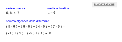 somma algebrica delle differenze di una media aritmetica