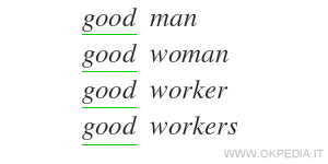 esempi di utilizzo dell'aggettivo qualificativo singolare, plurale, maschile e femminile nella lingua inglese