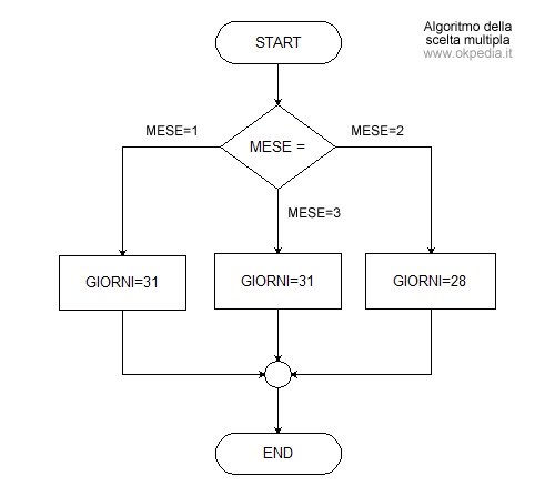 la rappresentazione grafica dell'algoritmo della scelta multipla