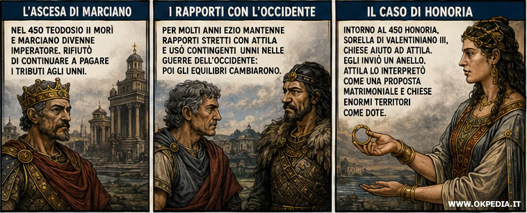 l'ascesa di Marciano e l'offensiva unna in occidente