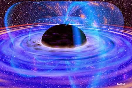 questa immagine mostra un buco nero, si tratta di un disegno stilizzato della Nasa per spiegare le principali caratteristiche di un buco nero