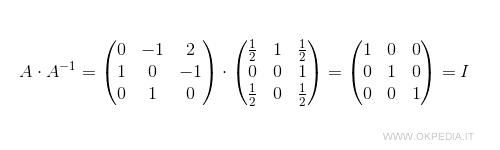 la verifica del calcolo della matrice inversa
