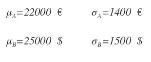 il reddito medio e la deviazione standard delle due distribuzioni A e B