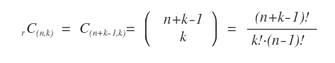 la formula delle combinazioni con ripetizioni