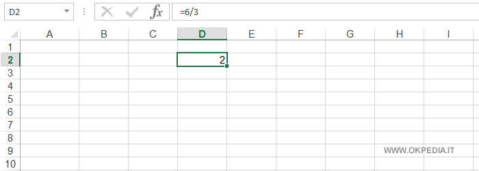 nella cella viene mostrato il risultato della divisione ( quoziente )
