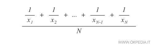 la media aritmetica dei numeri reciproci della serie