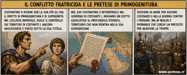 le tensioni tra Costantino II e Costante