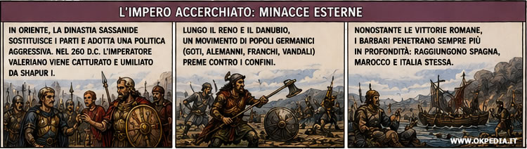 le pressioni esterne all'impero: i sassanidi e le popolazioni germaniche
