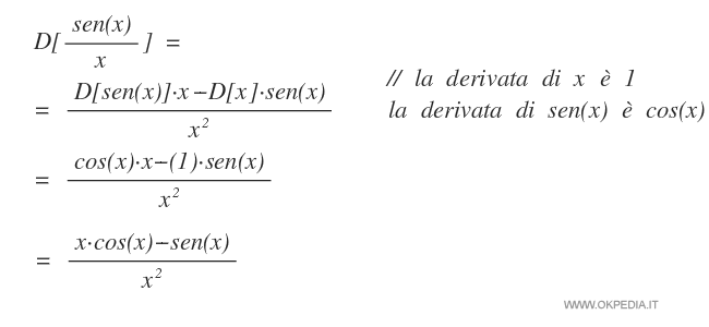un esercizio in cui si  calcola la derivata della divisione di due funzioni