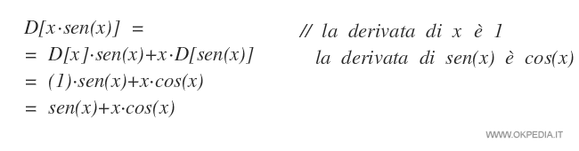 esempio di derivata della moltiplicazione di due funzioni