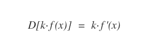 la derivata della moltiplicazione tra una costante k e una funzione f(x)