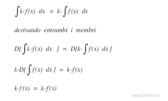 dimostrazione della seconda proprietà di linearità dell'integrale