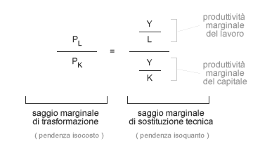 UGUAGLIANZA SAGGIO MARGINALE DI SOSTITUZIONE TECNICA E SAGGIO MARGINALE DI TRASFORMAZIONE