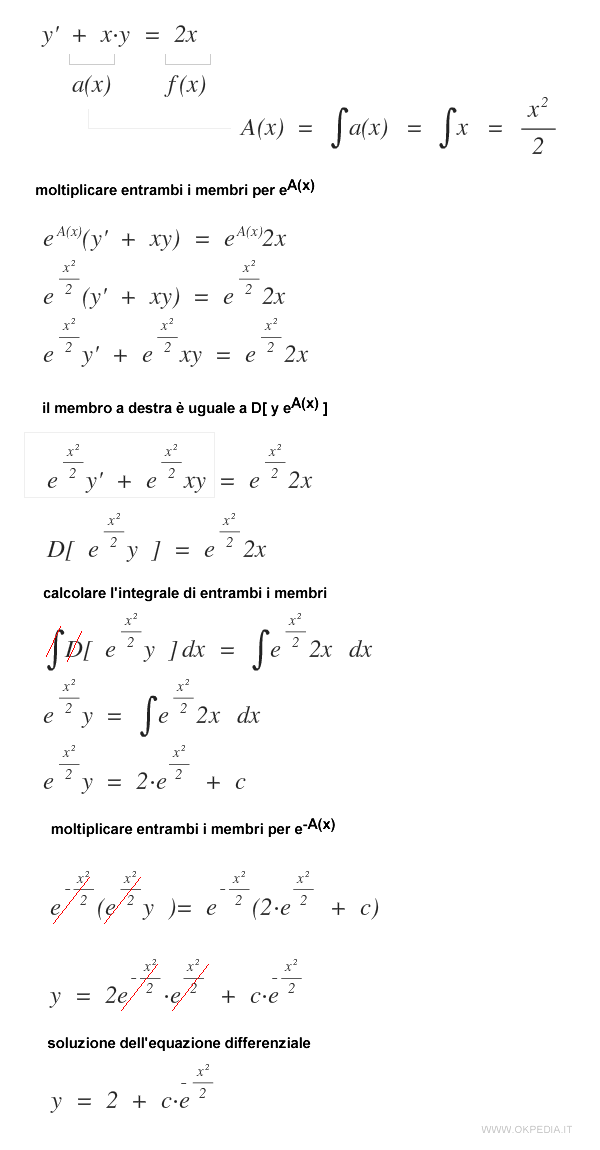 un esempio di soluzione di un'equazione differenziale di primo grado