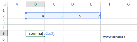 un altro modo per usare la funzione SOMMA