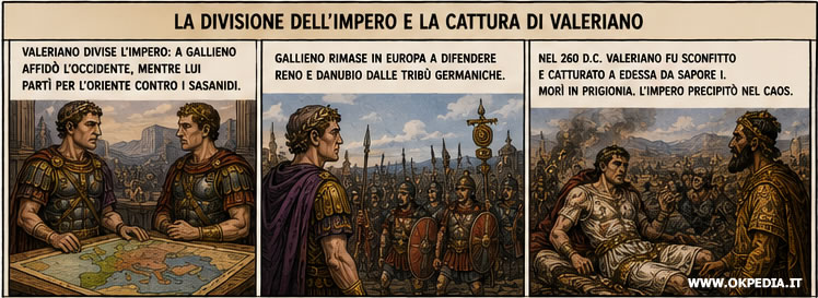 la divisione dell'impero tra Valeriano e Gallieno