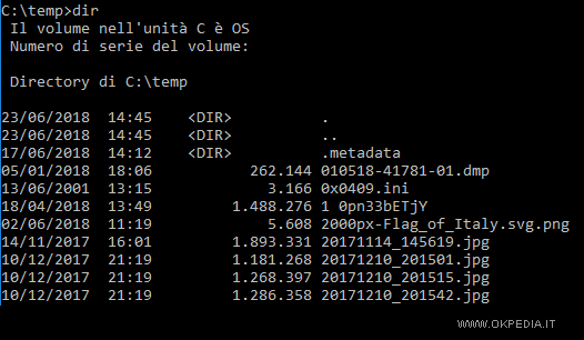 esempo di interfaccia dos