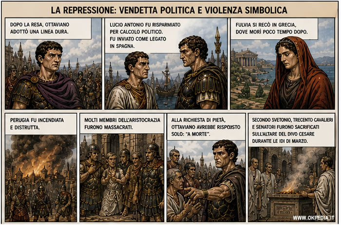 la repressione dell'aristocrazia senatoria ed equestre di Perugia