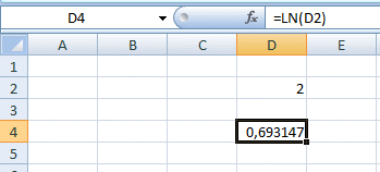 LOGARITMO NATURALE SU EXCEL