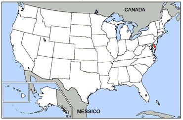 mappa dello stato del Delaware