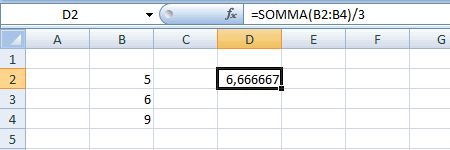 come calcolare la media aritmetica senza utilizzare la funzione di Excel