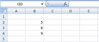 un esempio di colonna di valori numerici su Excel