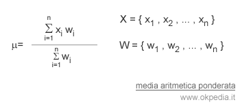 formula della media aritmetica ponderata