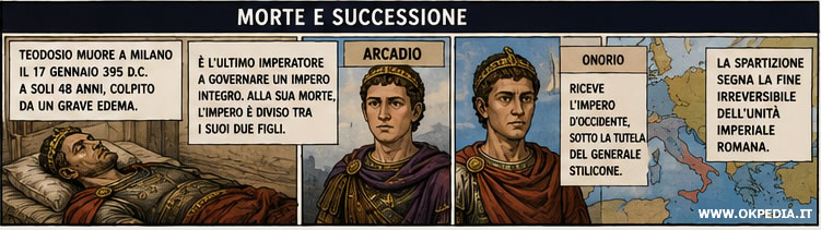 la definitiva separazione dell'impero in Occidente e Oriente